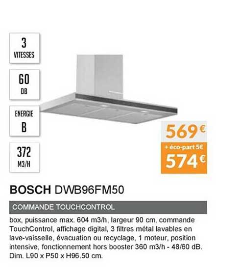 Commande Touchcontrol Bosch Dwb96fm50