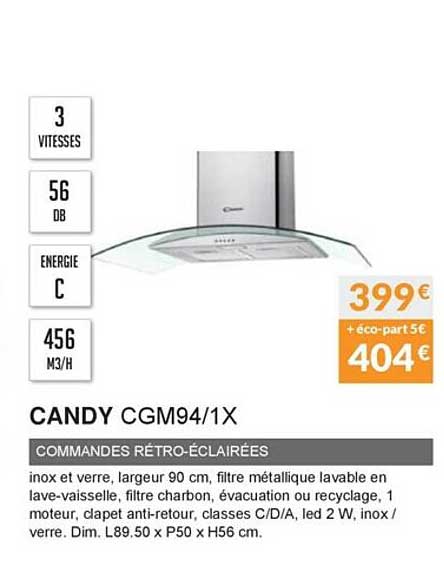commandes rétro-éclairées candy cgm94 1x