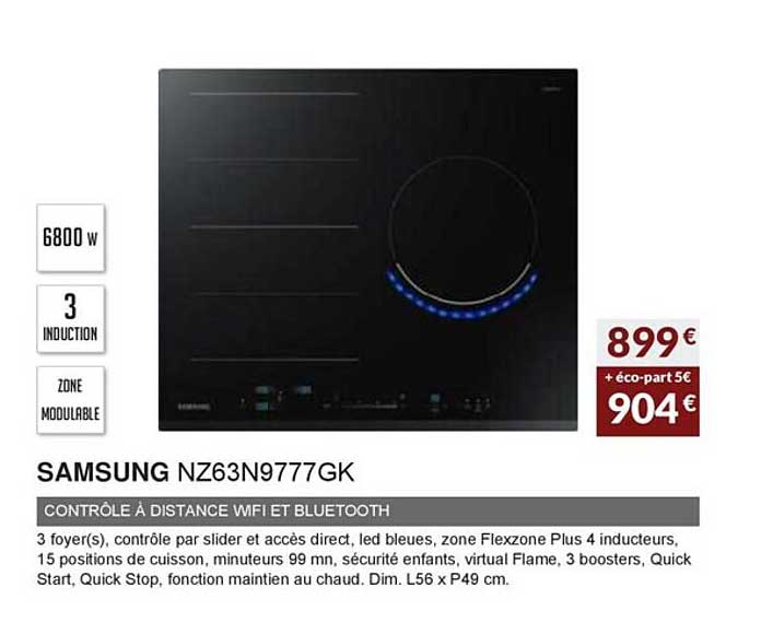 contrôle à distance wifi et bluetooth samsung nz63n9777gk