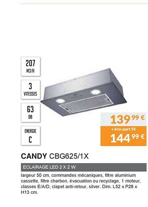 éclairage led 2x2 w candy cbg625 1x