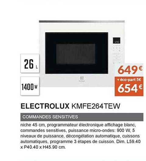 Electolux Kmfe264tew Commandes Sensitives