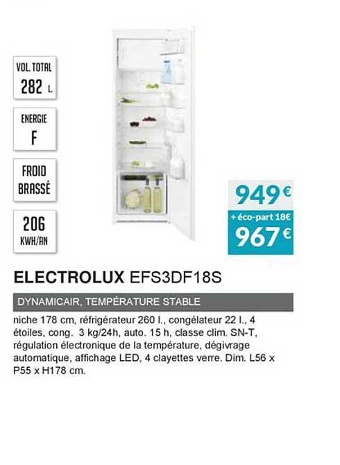 Electrolux Efs3df18s Réfrigérateur Niche
