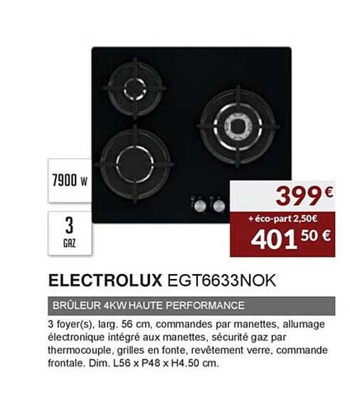 electrolux egt6633nok brûleur 4kw haute performance