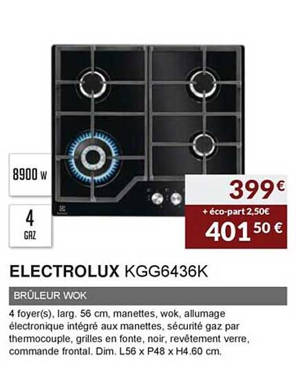 electrolux kgg6436k brûleur wok