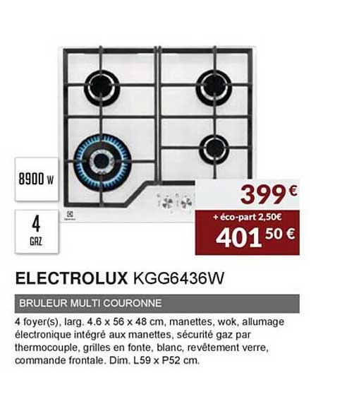 electrolux kgg6436w bruleur multi couronne