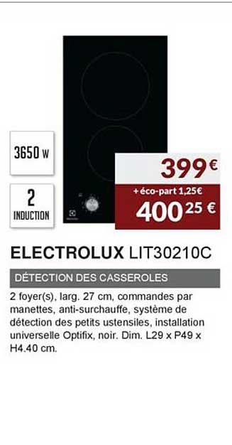electrolux lit30210c détection des casseroles