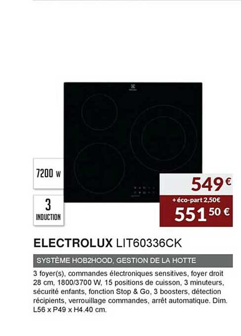 electrolux lit60336ck système hob2hood gestion de la hotte