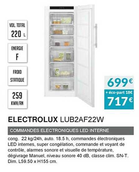 electrolux lub2af22w commandes électroniques led interne
