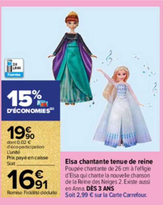 elsa chantante tenue de reine