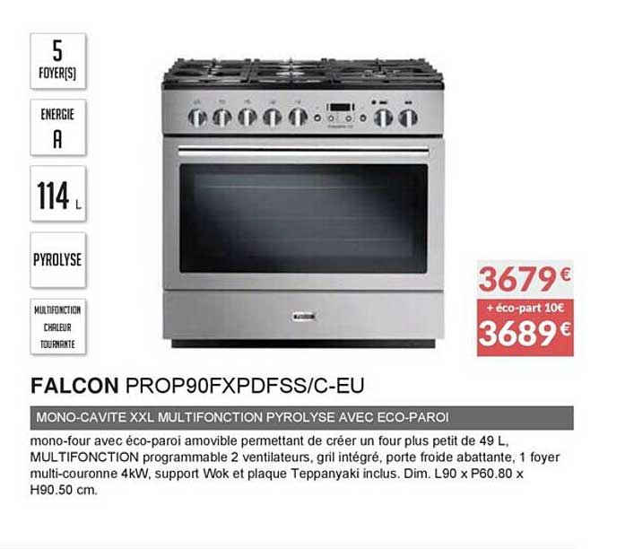 falcon prop90fxpdfss c-eu mono-cavité xxl multifonction pyrolyse avec eco-paroi