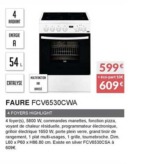 faure fcv6530cwa 4 foyers highlight