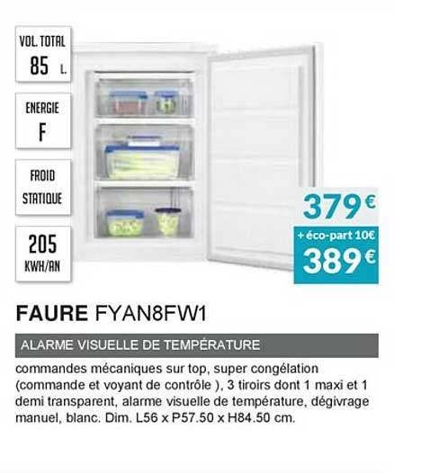 faure fyan8fw1 alarme visuelle de température