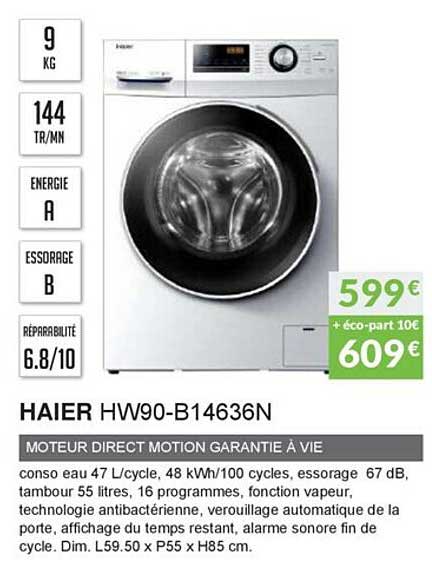 haier hw90-b14636n moteur direct motion garantie à vie