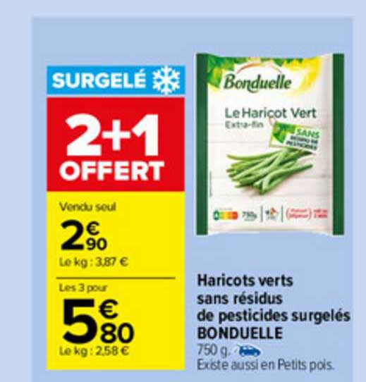 haricots verts sans résidus de pesticides surgelés bonduelle