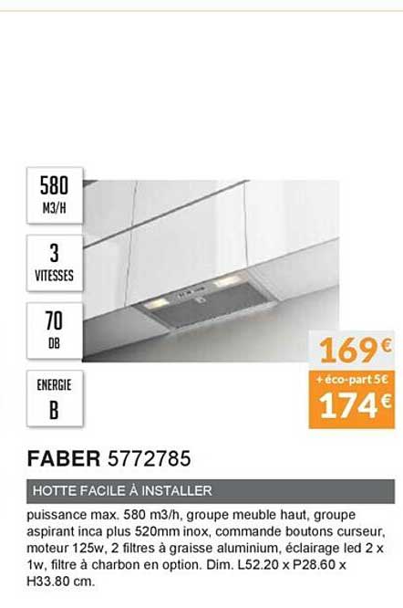 hotte facile à installer faber 5772785
