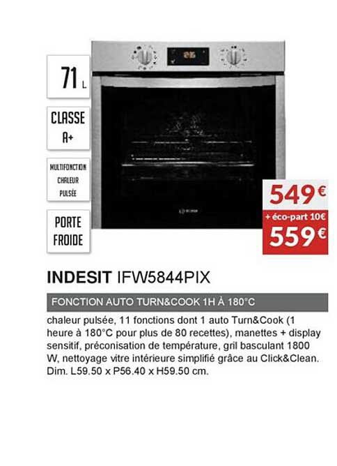 indensit ifw5844pix fonction auto turn&cook 1h à 180°c