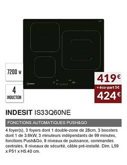 indesit is33q60ne fonctions automatiques push&go