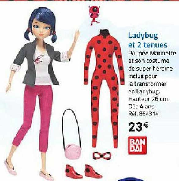 ladybug et 2 tenues bandai
