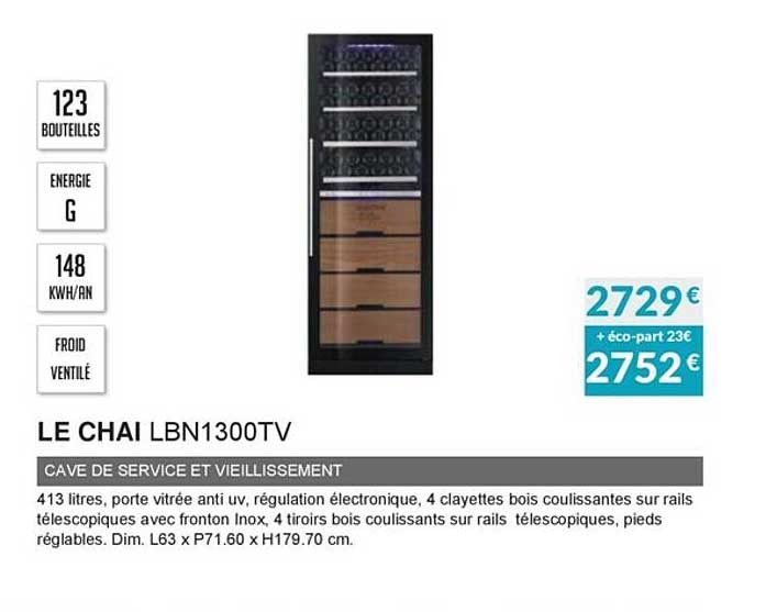 le chai lbn1300tv cave de service et vieillissement