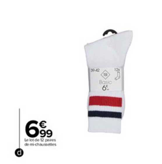 le lot de 12 paires de mi-chaussettes