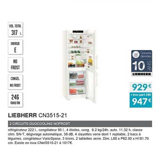 liebherr cn3515-21 2 circuits duocooling nofrost