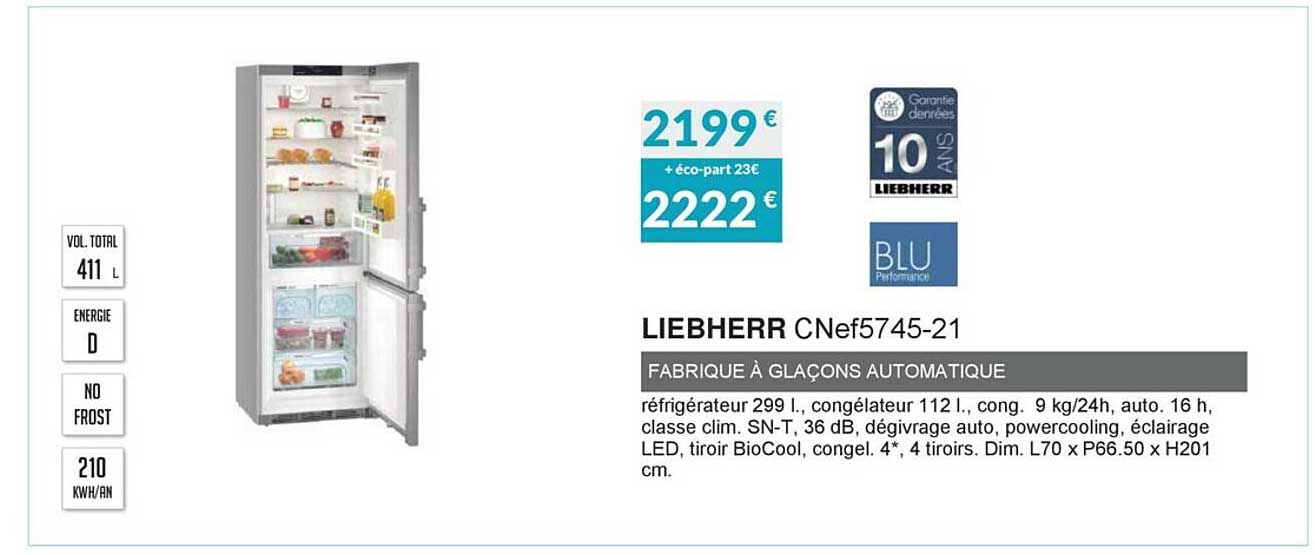 liebherr cnef5745-21 fabrique à glaçons automatique