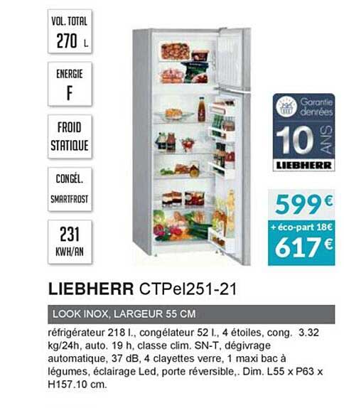 liebherr ctpel251-21 llok inox largeur 55 cm