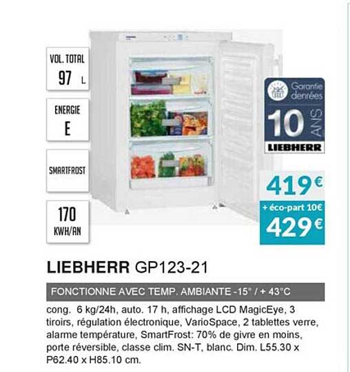 liebherr gp123-21 fonctionne avec temp ambiante -15° +43°c