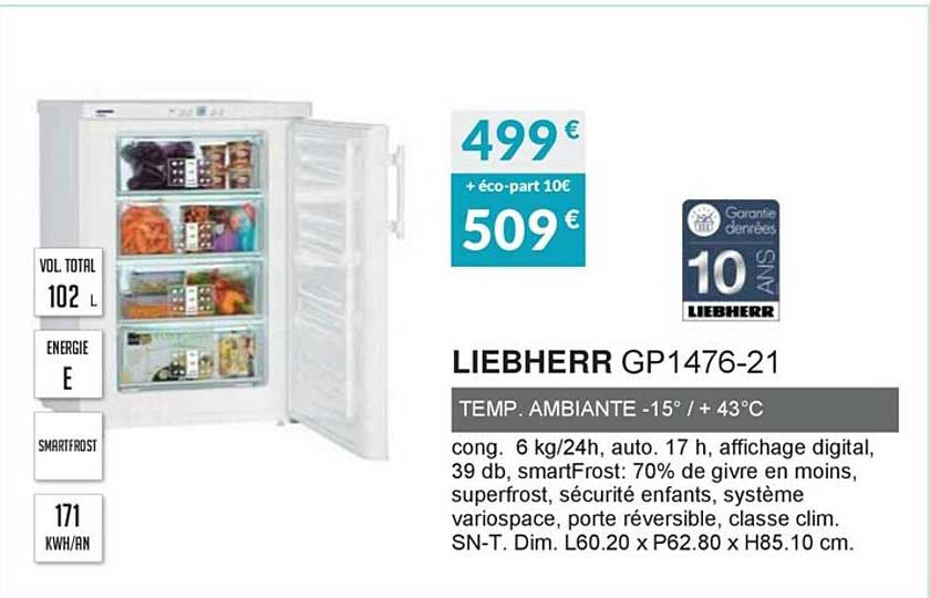 liebherr gp1476-21 temp. ambiante -15° +43°c