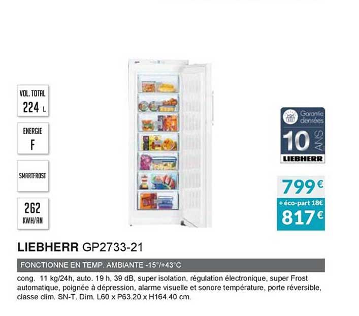 liebherr gp2733-21 fonctionne en temp. ambiante -15° +43°c