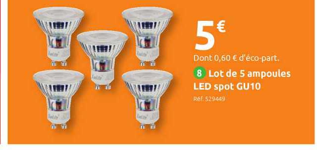 lot de 5 ampoules led spot gu10