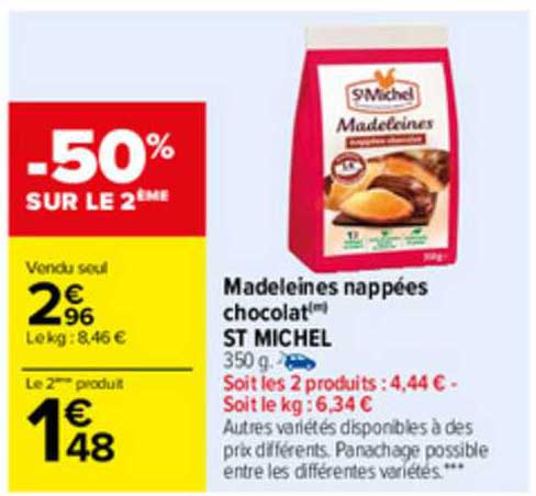 madeleines nappées chocolat st michel