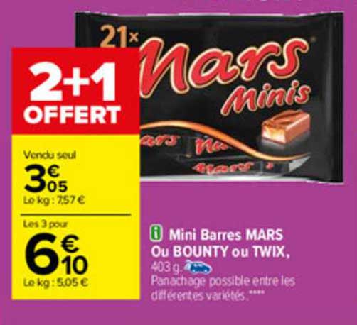 Mini Barres Mars Ou Bounty Ou Twix