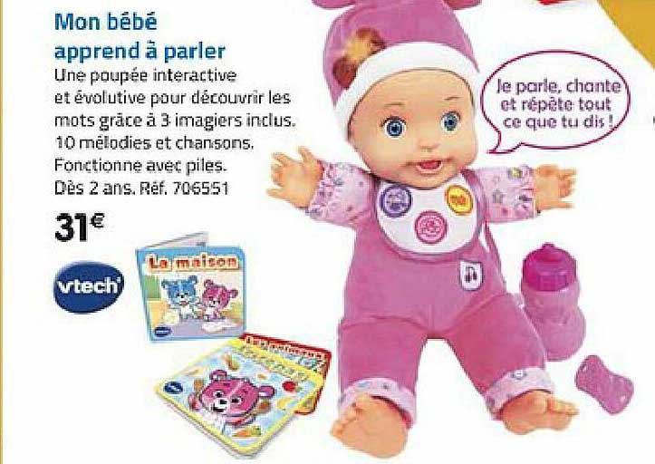 mon bébé apprend à parler vtech poupée interactive