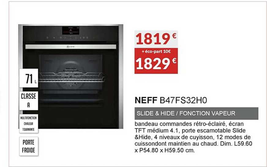 neff b47fs32h0 slide & hide fonction vapeur