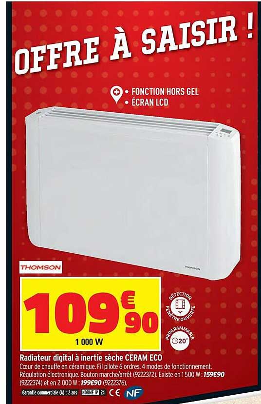 radiateur digital à inertie sèche ceram eco