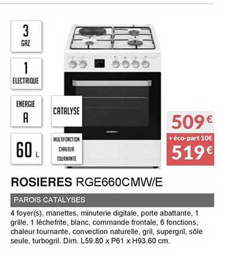 rosières rge660cmw e parois catalysés