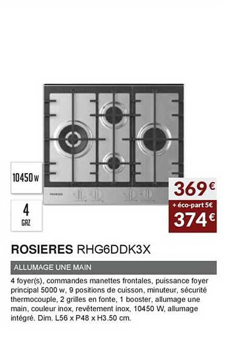 rosieres rhg6ddk3x allumage une main