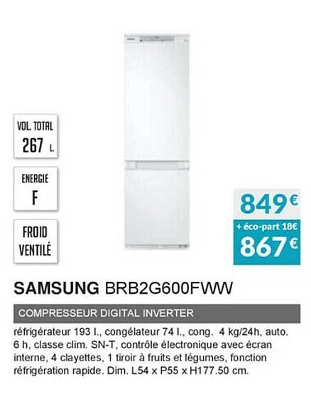 samsung brb2g600fww compresseur digital inverter