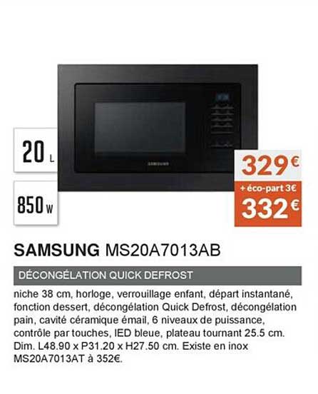 Samsung Ms20a7013ab Décongélation Quick Defrost