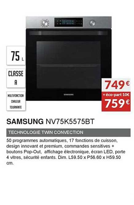 samsung nv75k5575bt technologie twin convection
