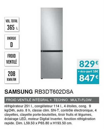 samsung rb3dt602dsa foid ventilé intégral + techno. multi-flow
