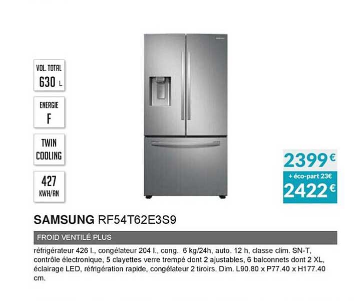 samsung rf54t62e3s9 froid ventilé plus