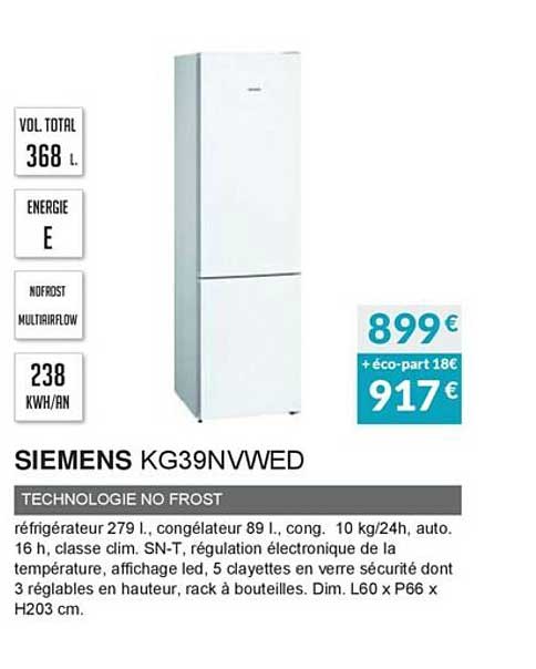 siemens kg39nvwed technologie no frost