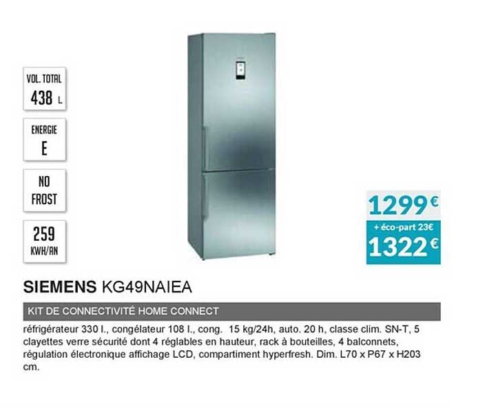 siemens kg49naiea kit de connectivité home connect