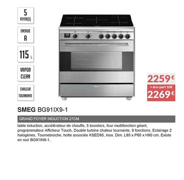 smeg bg91ix9-1 grand foyer induction 27cm