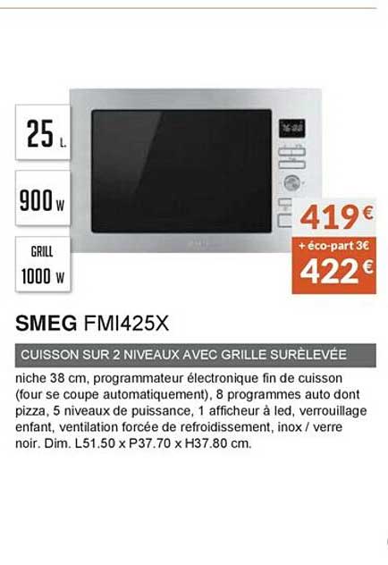 smeg fmi425x cuisson sur 2 niveaux avec grille surèlevée