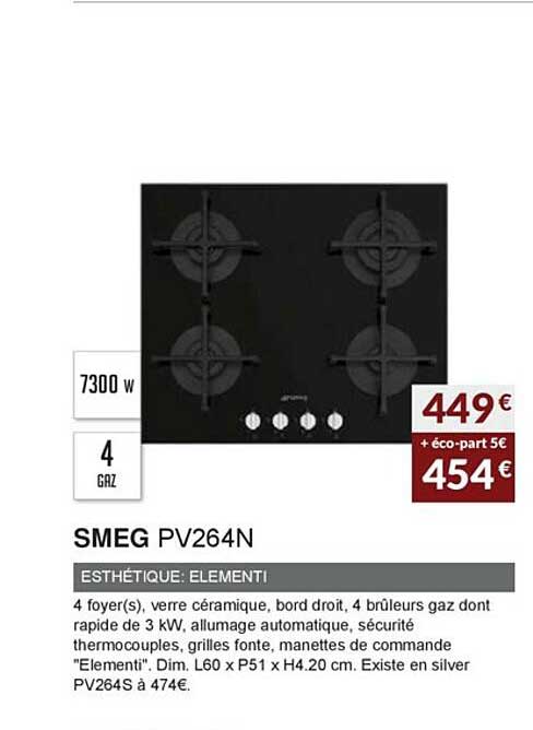 Smeg Pv264n Esthétique: Elementi