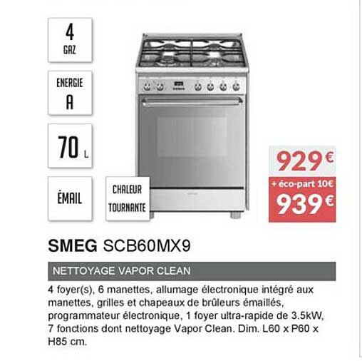 smeg scb60mx9 nettoyage vapor clean