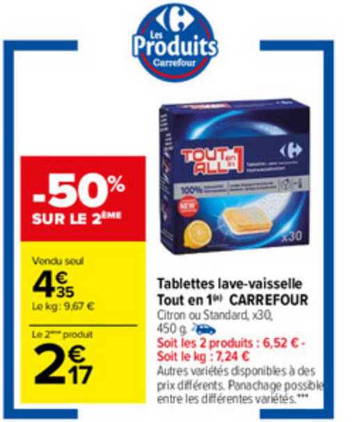 tablettes lave-vaisselle tout en 1 carrefour